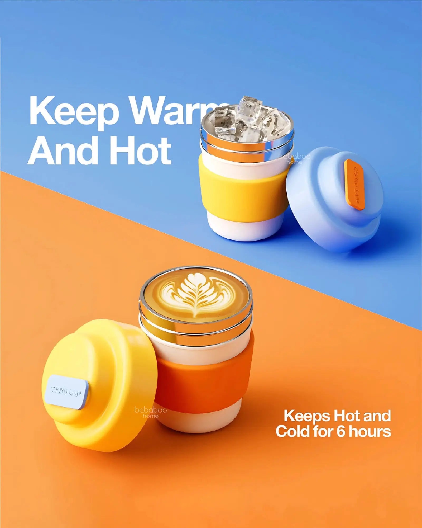 Coffee Cup Vacuum Thermos 420ml - Lemon Orange