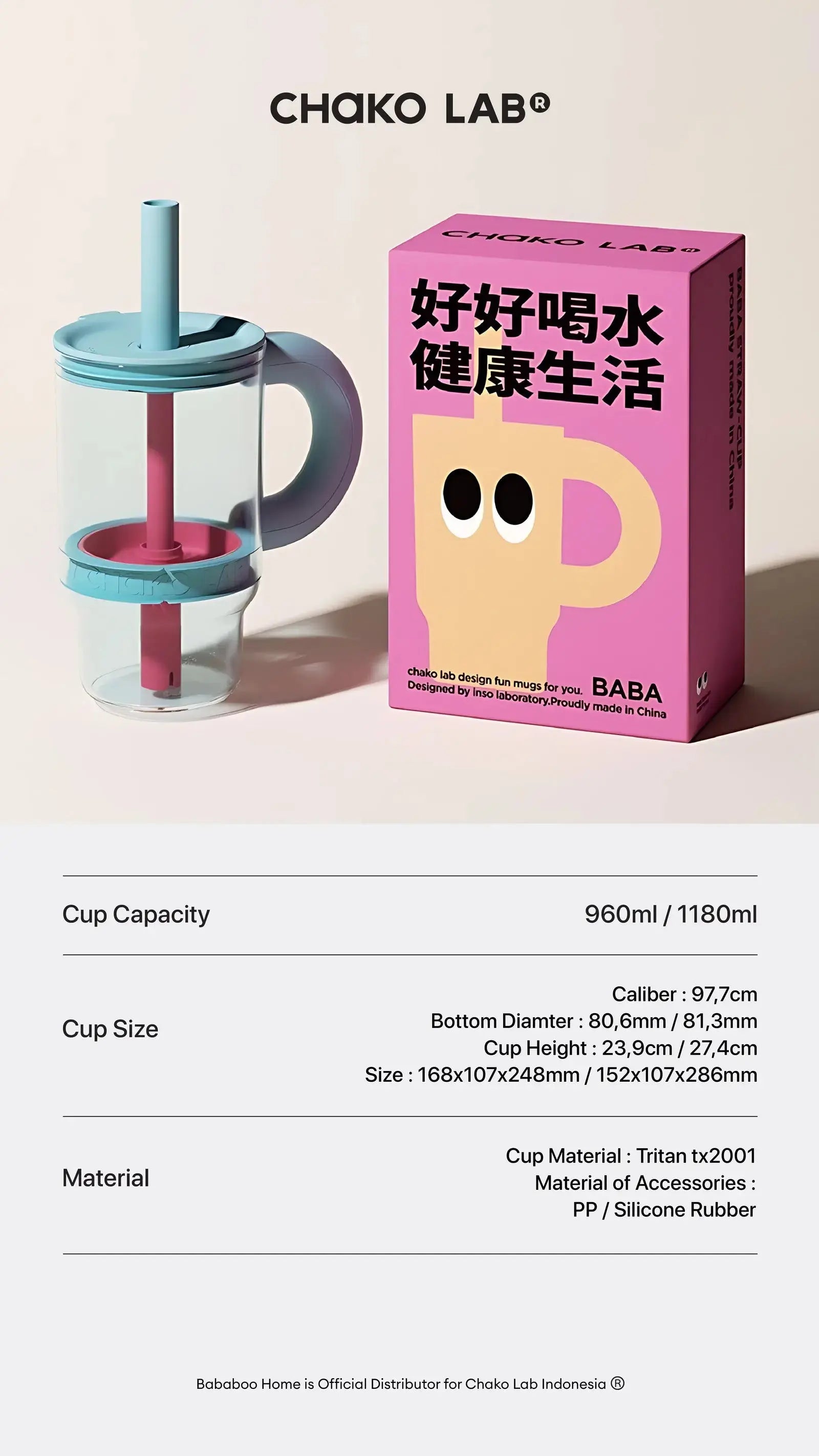 Baba Tritan Cup 960ml - White My Store