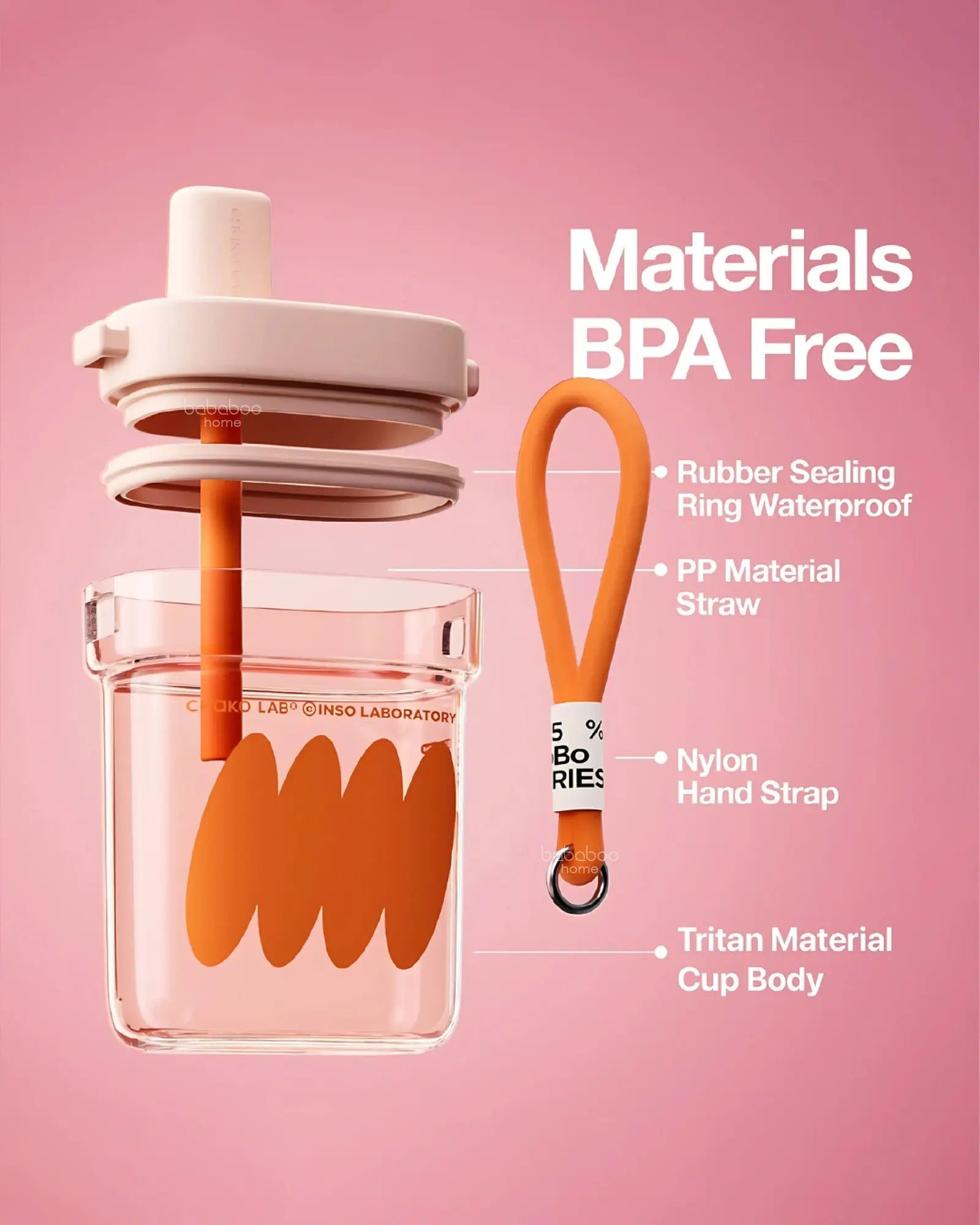 Bobo Tritan Square (780ml) - Orange My Store