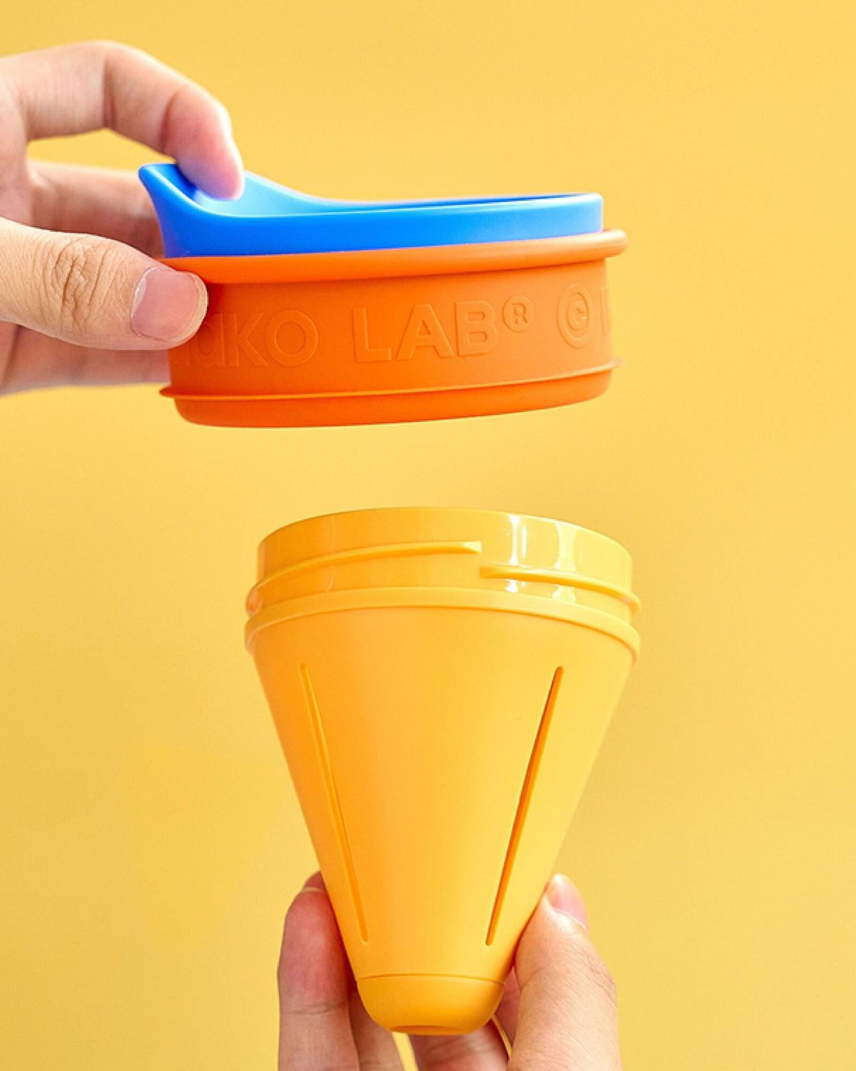 Glass Chubby Pot 1100ml - Orange Pink