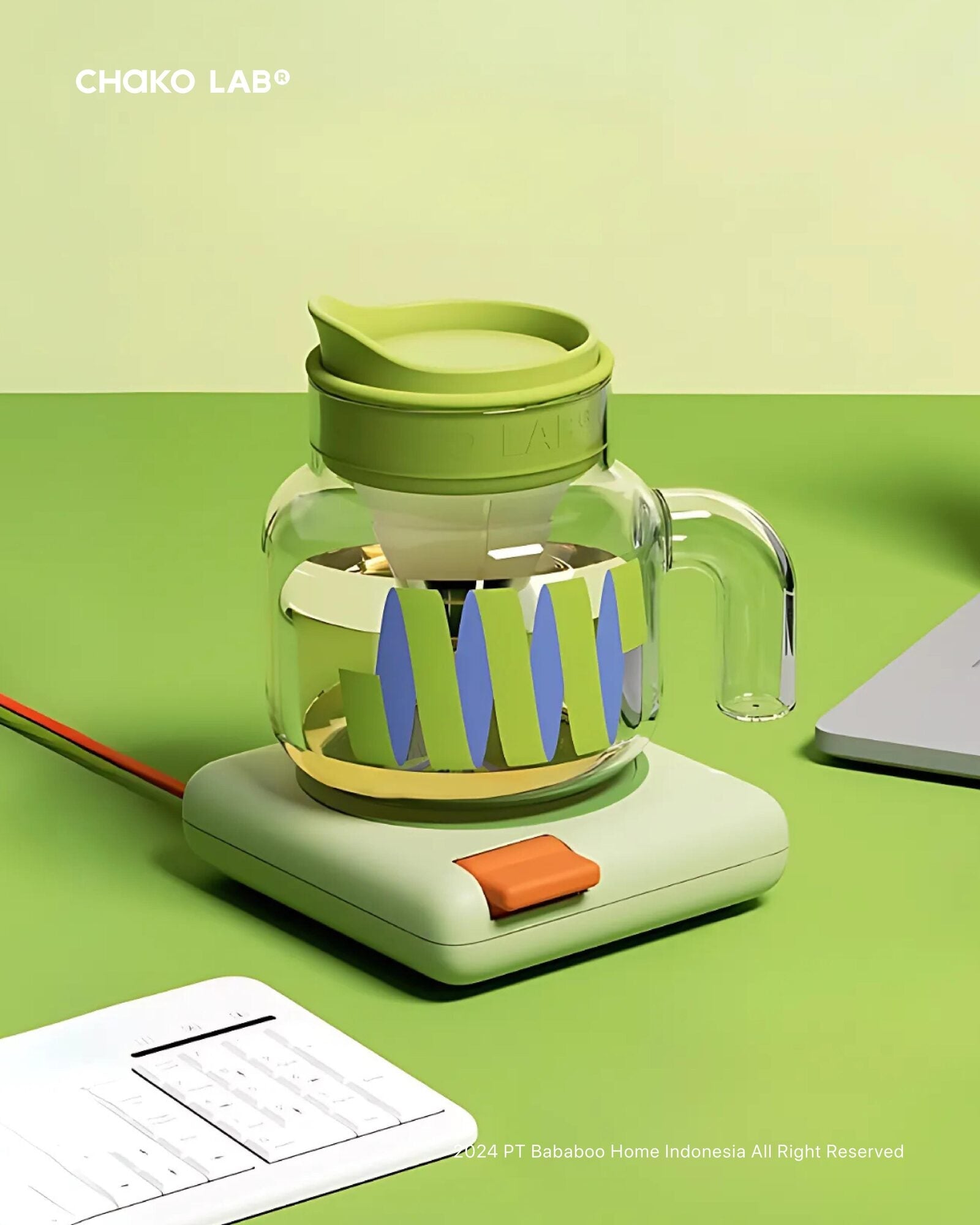 Glass Chubby Pot 1100ml - Green