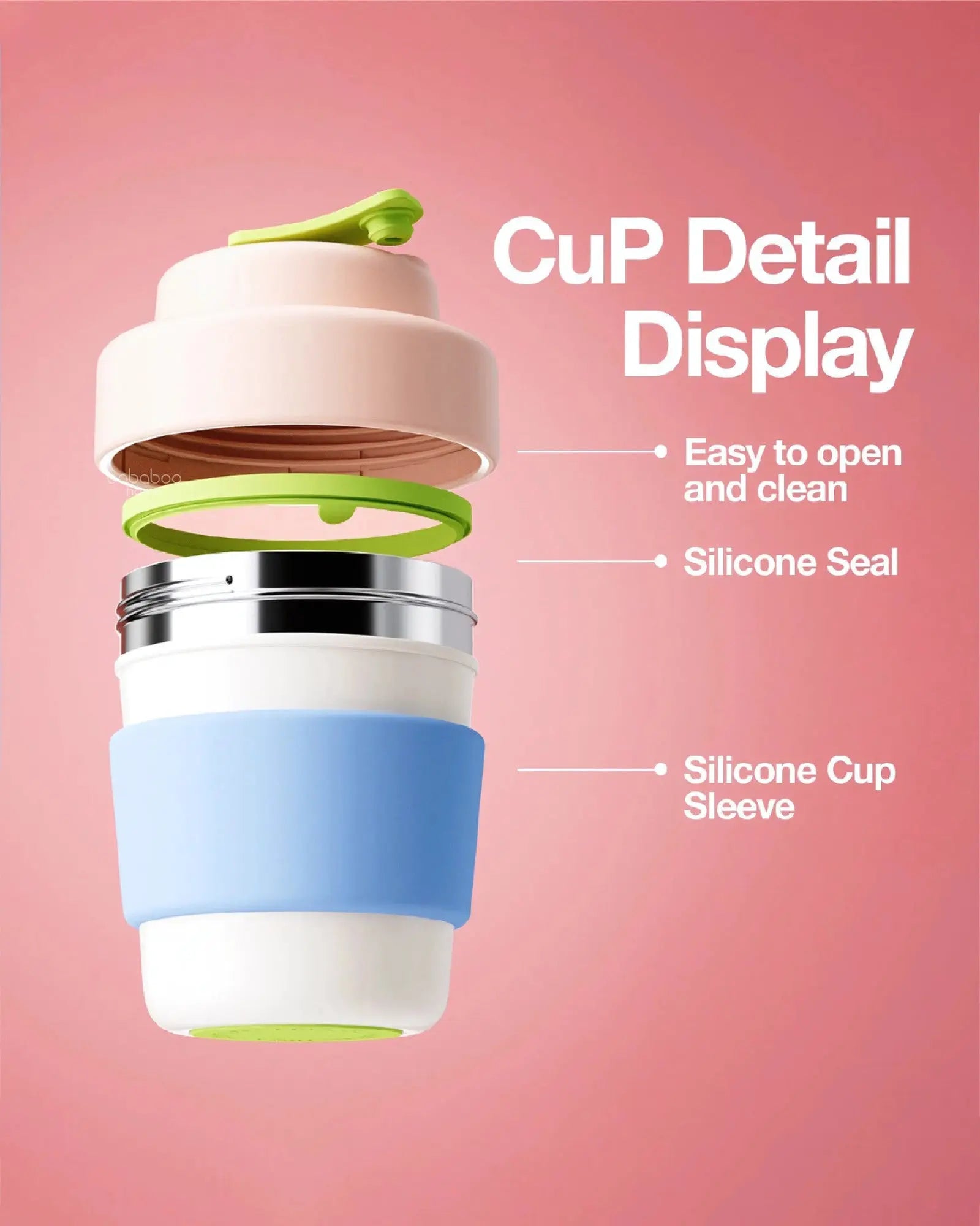 Coffee Cup Vacuum Thermos 330ml - Peach Blue