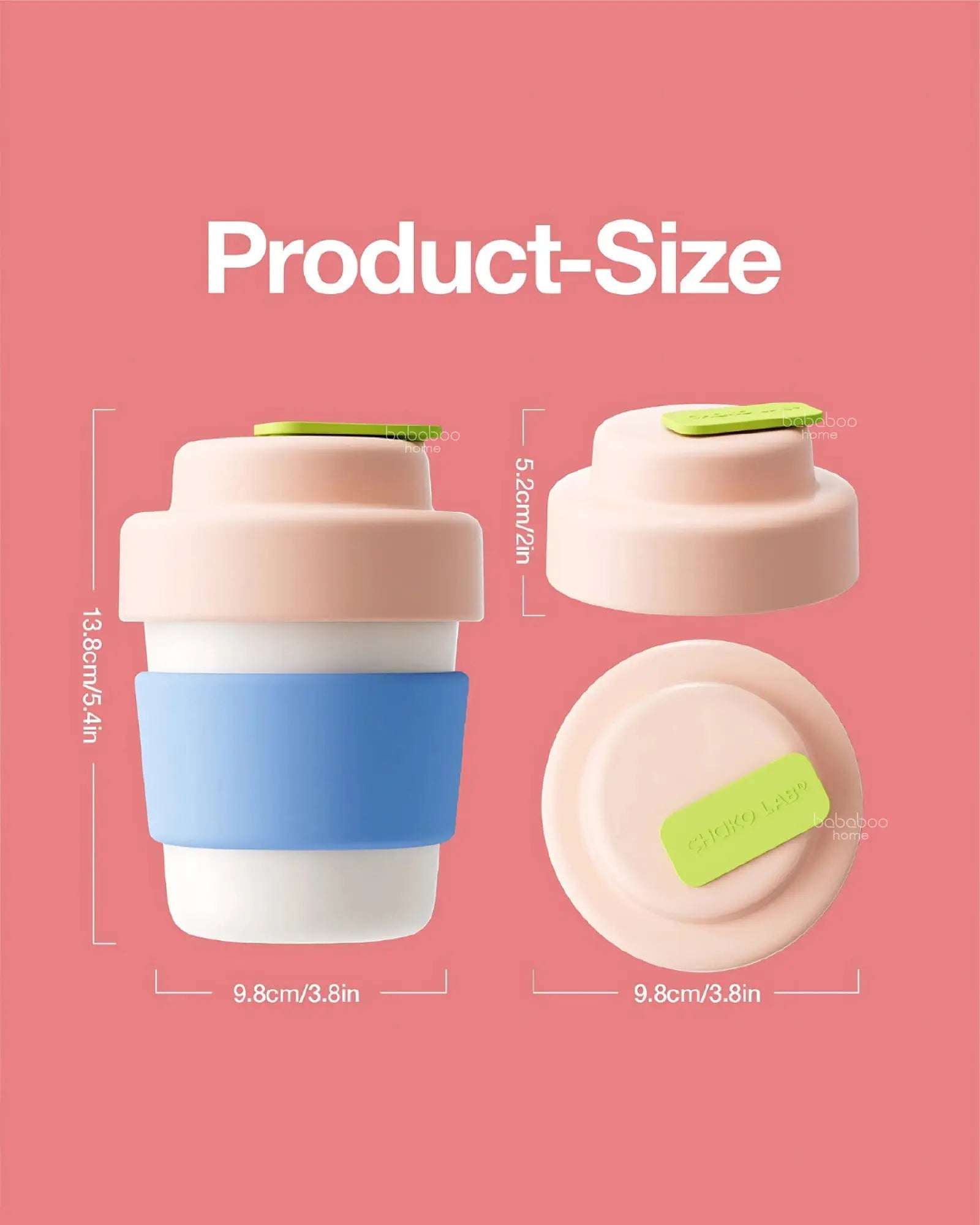 Coffee Cup Vacuum Thermos 420ml - Peach Blue