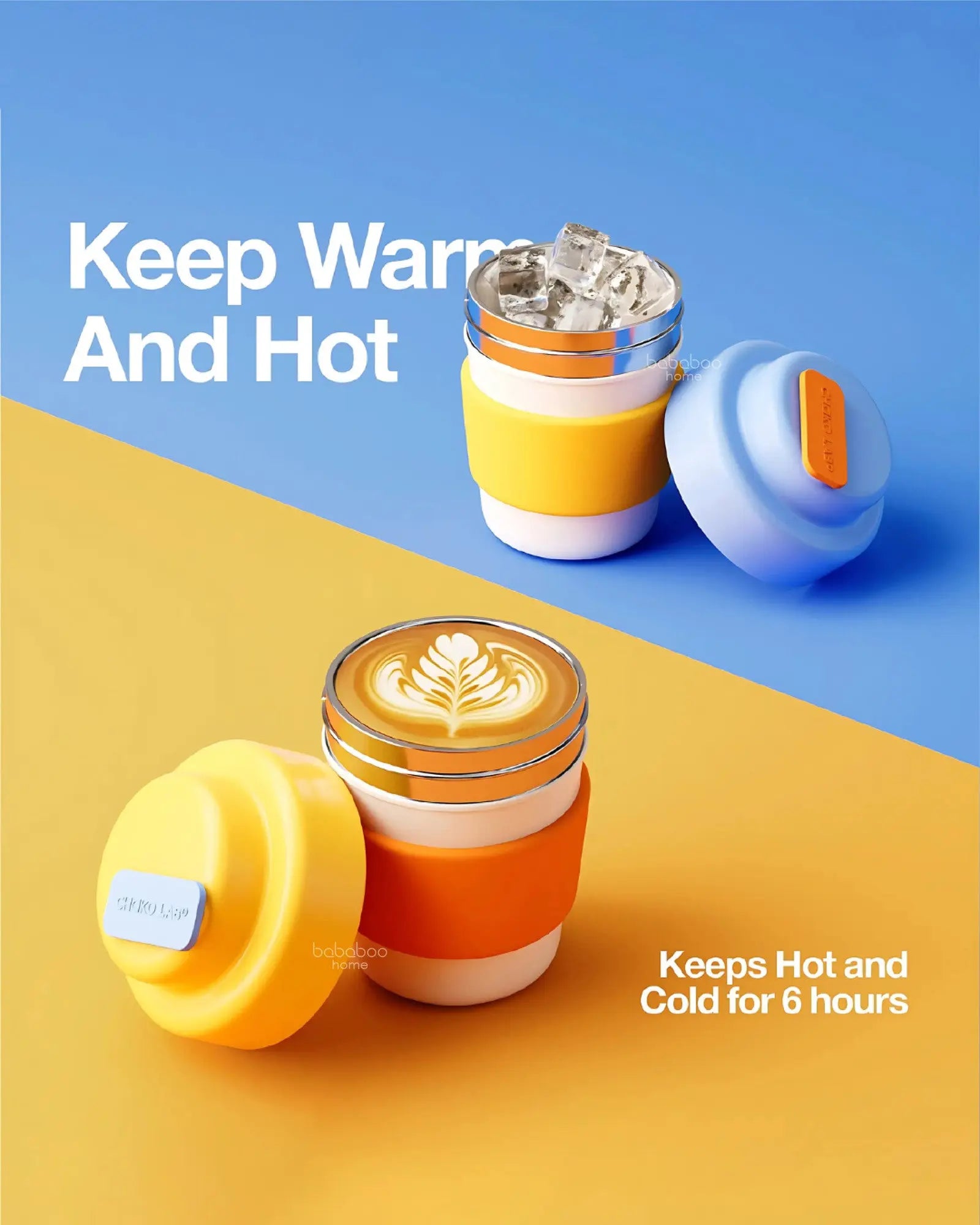 Coffee Cup Vacuum Thermos 330ml - Lemon Orange