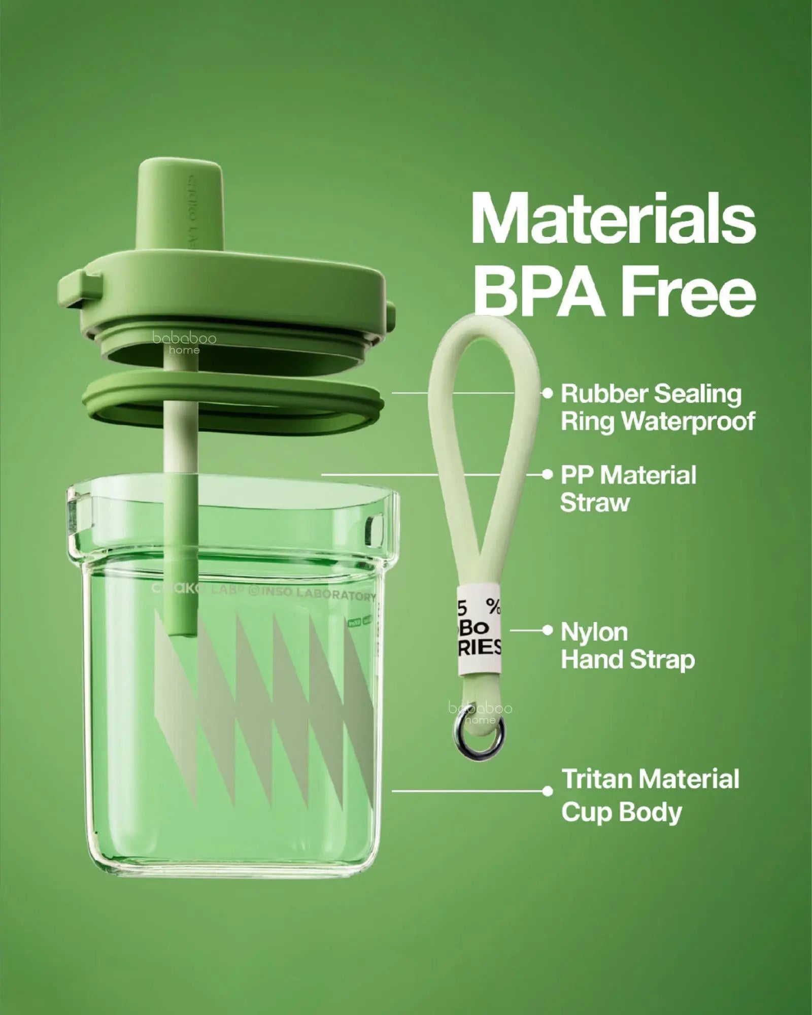 Bobo Tritan Square (780ml) - Green