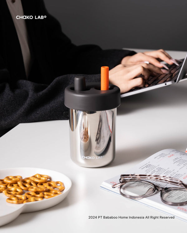 CHAKO LAB BOBO Vacuum Cup Insulated Thermos 485ml - Chrome Black