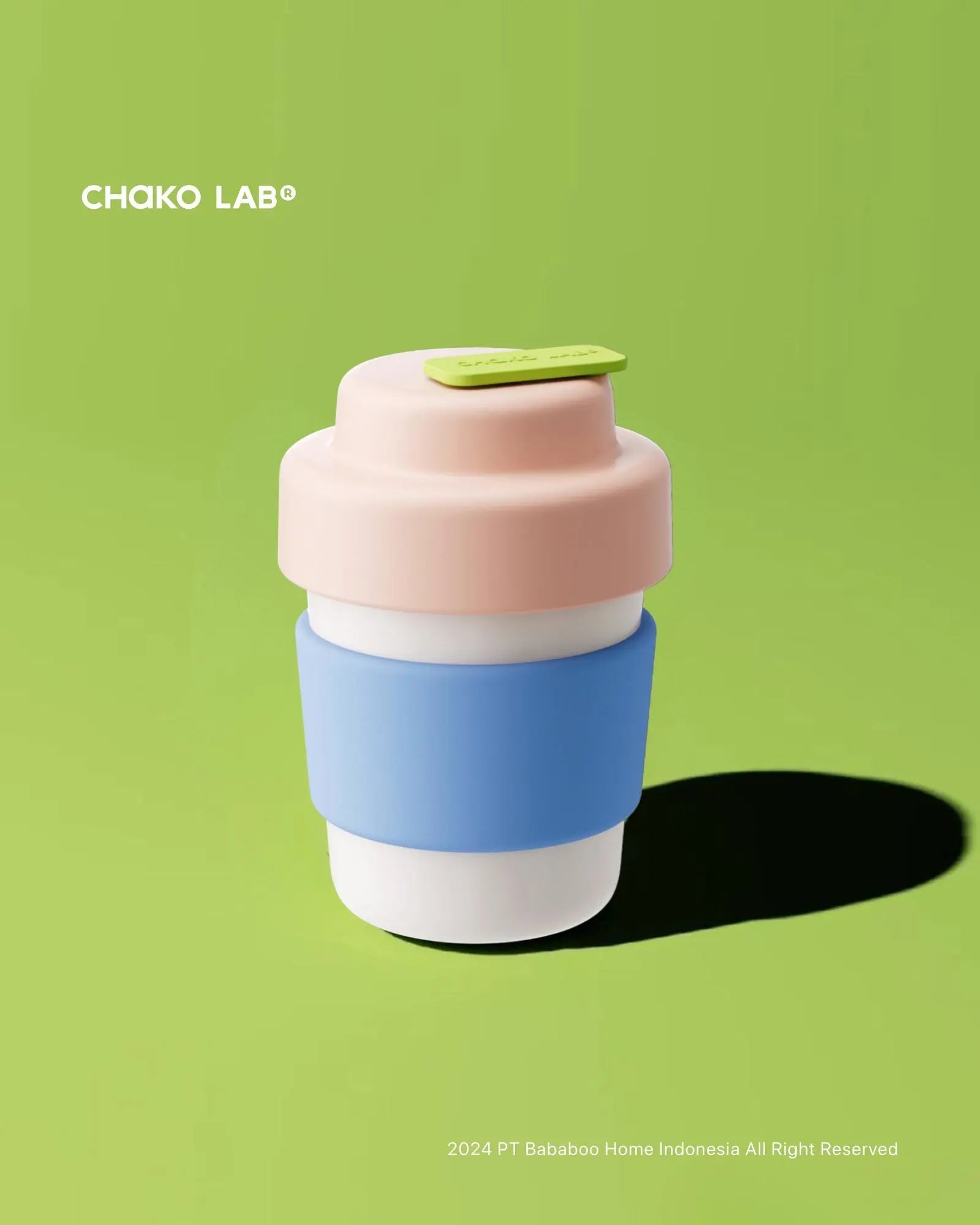 Coffee Cup Vacuum Thermos 420ml - Peach Blue